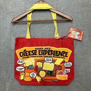 NWT Trader Joes Cheese Experience Tote Bag Red Canvas Reusable USA Souvenir Gift
